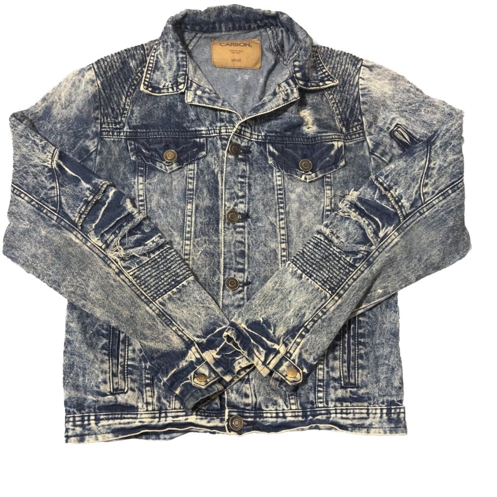 CARBON Jacket Woman Size Small Blue Denim‎ Distressed